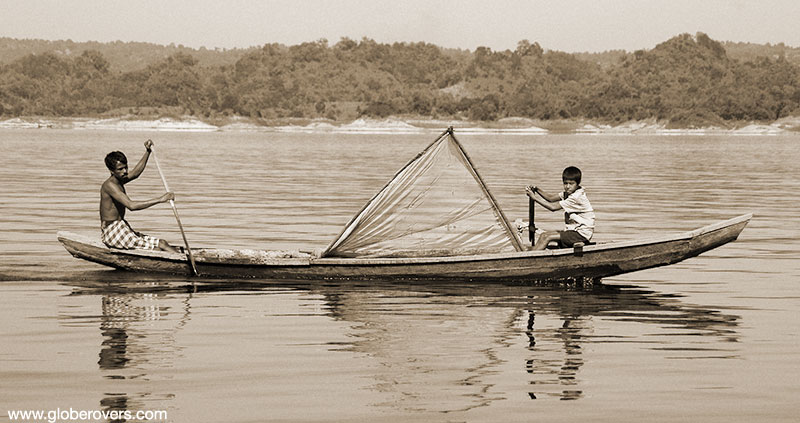 Boat on a river in the Chittagong Hill Tracts, Bangladesh