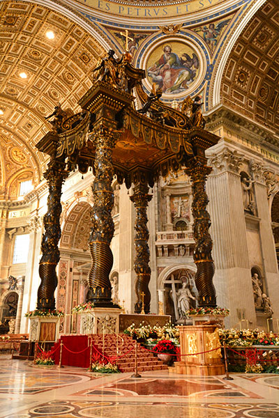 Papal Altar & Baldacchino in St Peter’s Basilica, Vatican.