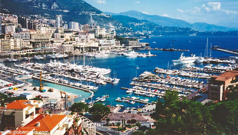 View from the Palace Square eastward over Port Hercules and the Principality of Monaco.
