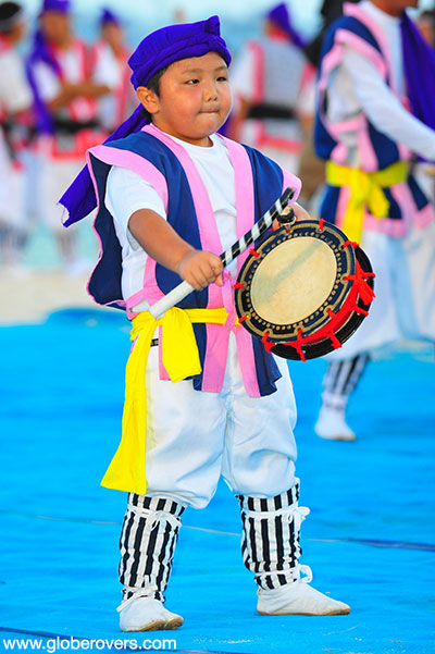 Drummers at Eisa Chatan Festival, Okinawa, JAPAN
