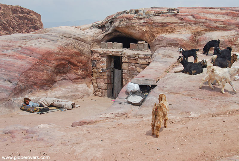 People living in caves around Wadi Thughra, near Petra, Jordan