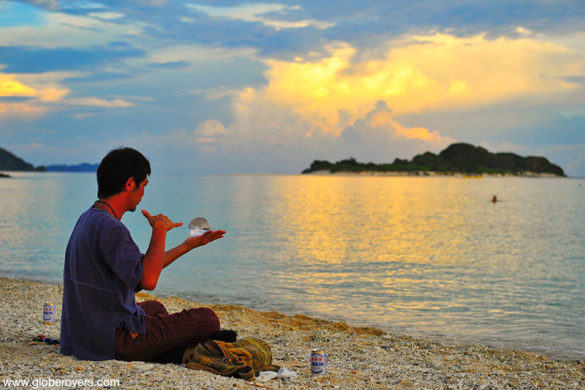 A local Okinawa looking for the answers in his crystal ball, Okinawa, JAPAN