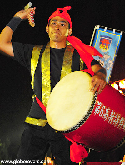Drummers at Eisa Chatan Festival, Okinawa, JAPAN