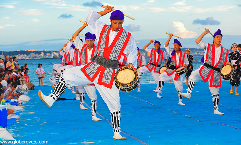 Drummers at Eisa Chatan Festival, Okinawa, JAPAN