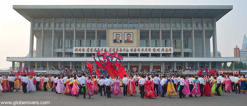 Mass dance on National Day, the day of the founding of North Korea, Pyongyang, North Korea, DPRK