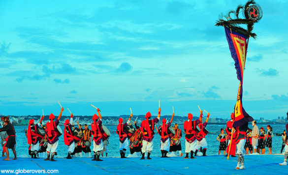 Drummers at Eisa Chatan Festival, Okinawa, JAPAN