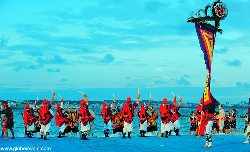 Drummers at Eisa Chatan Festival, Okinawa, JAPAN