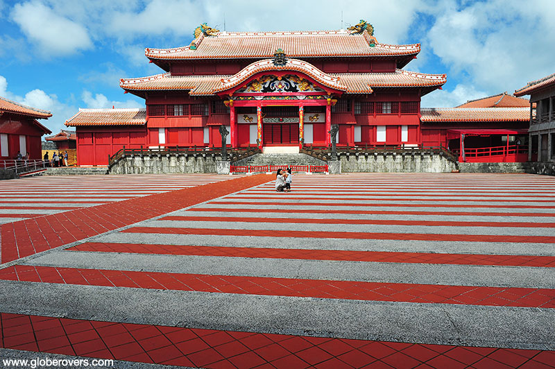 Seiden (Main Hall) and Una Plaza, Shurijo Castle and area, Okinawa, Japan