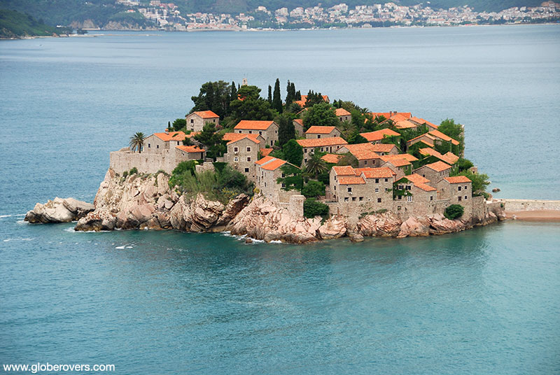 Close-up of Sveti Stefan, Montenegro