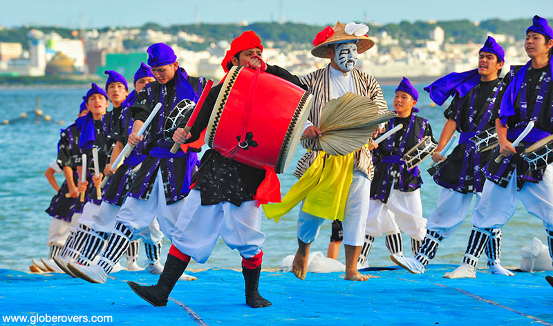 Drummers at Eisa Chatan Festival, Okinawa, JAPAN