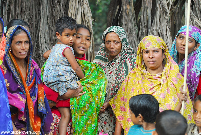 Colourful ladies in the village of Bamrail, a few hours from Barisal, Bangladesh