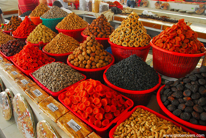 Dried fruits at the Siob (Siyob) Bazaar, Samarkand, Uzbekistan