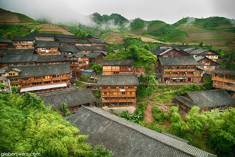 Village at Longsheng rice terraces, Guangxi, China