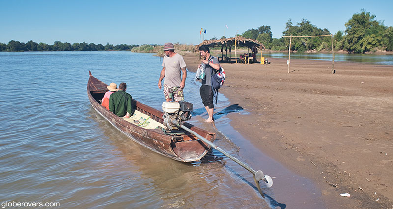 Boating on the Mekong River around Don Det island, southern Laos