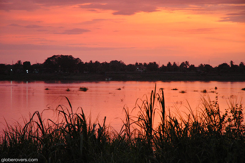 Sunset along the Mekong River, Vientiane, Laos
