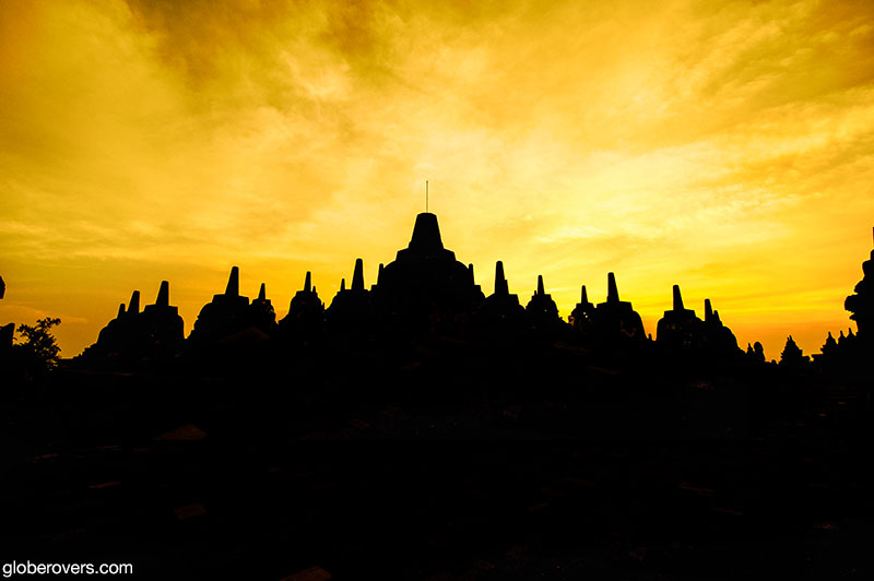 Sunrise at Borobudur temple, Central Java, Indonesia