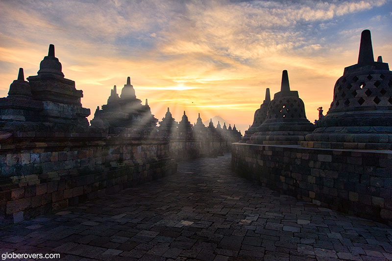 Sunrise at Borobudur temple, Central Java, Indonesia
