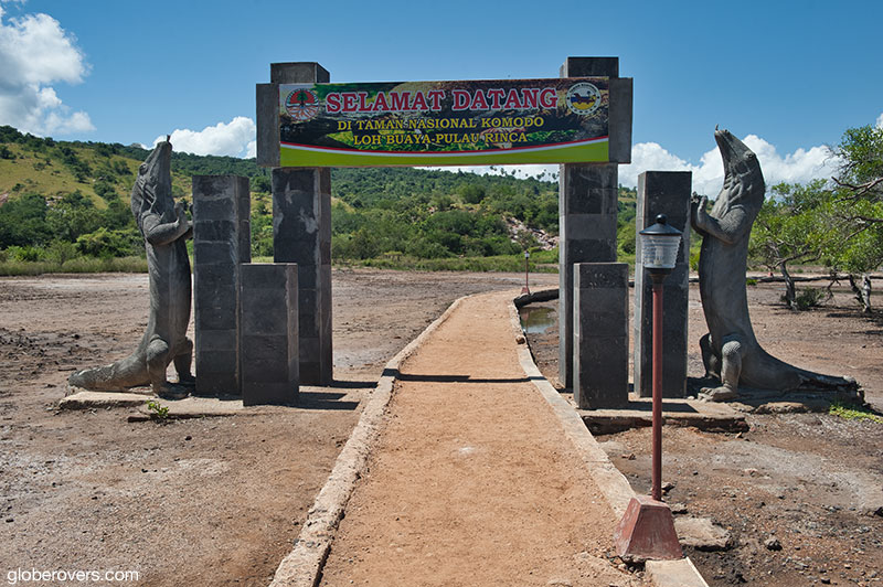 Entrance to the Komodo Dragons on Rinca Island near Flores Island, Indonesia