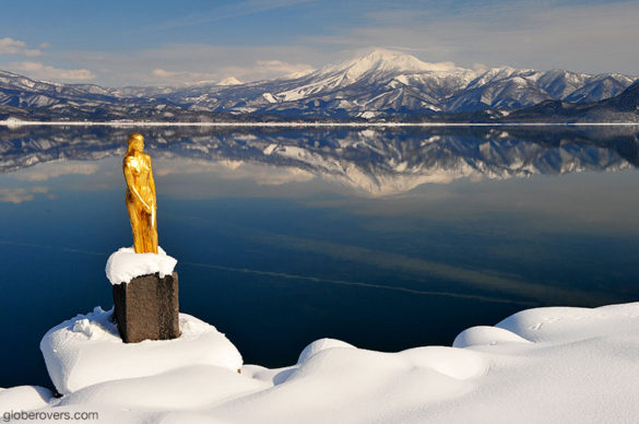 Statue Of Princess Tatsuko at Lake Tazawako In Akita Prefecture Japan