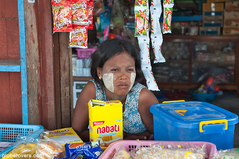 Moken lady at her small shop