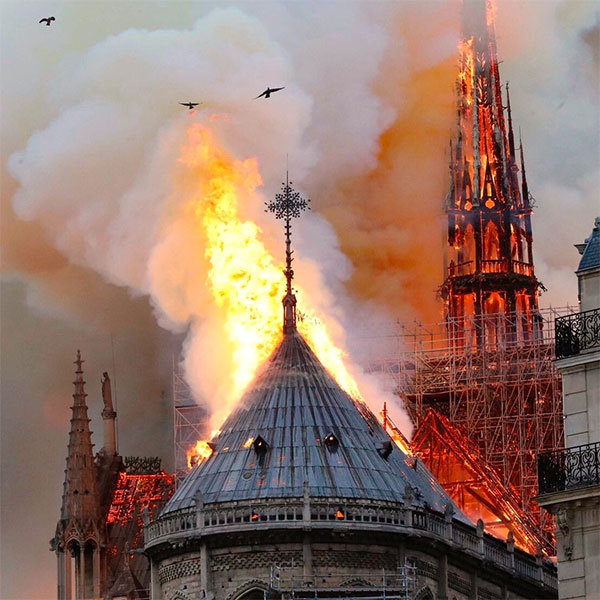 Notre Dame Cathedral, Paris, France, Fire