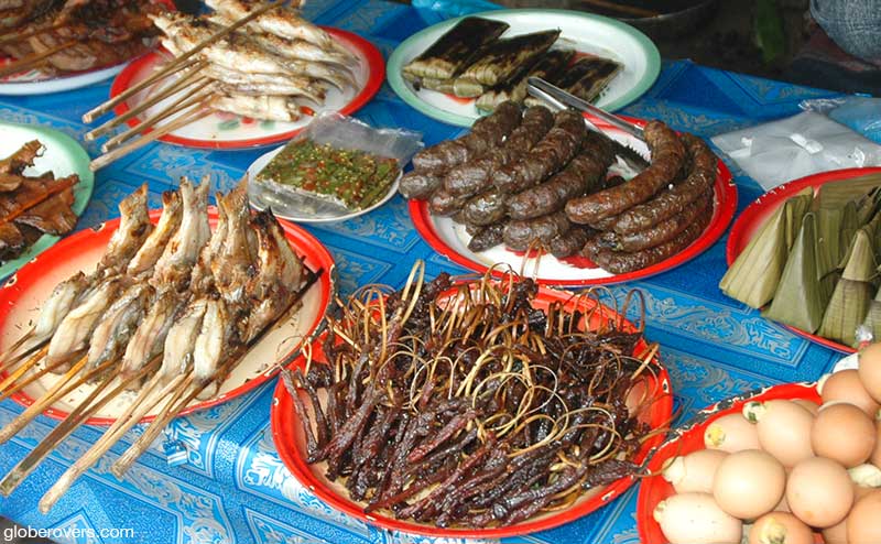 Food stalls along the road high in the mountains, Laos