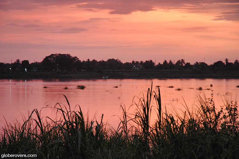 Sunset along the Maekong River, Vientiane, Laos