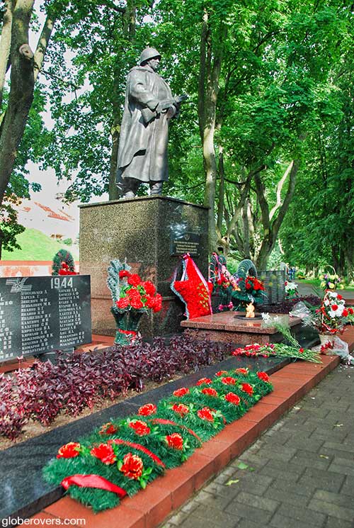 Memorial in front of Nesvizh Castle dedicated to soldiers of Great Patriotic War, Nesvizh, Belarus