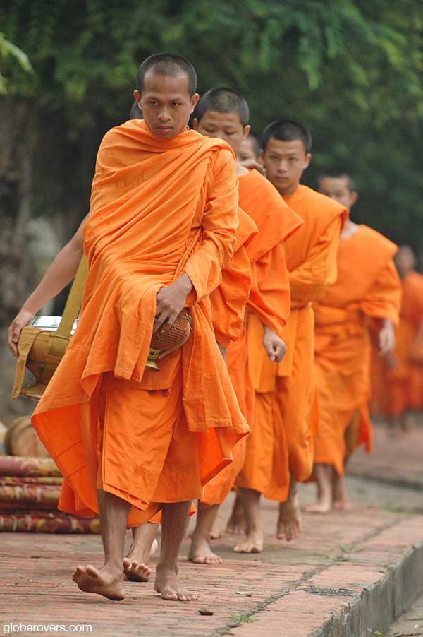 Monks receiving alms early in the morning, Luang Prabang , Laos