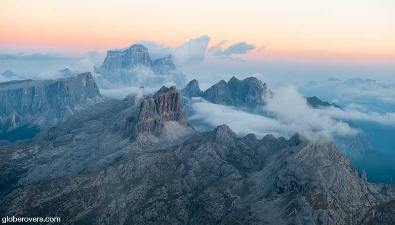 Views from Rifugio Lagazuoi, Monte Lagazuoi, Cortina d'Ampezzo, Dolomites, Italy