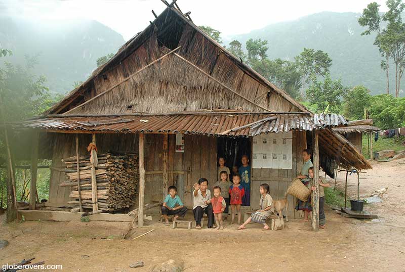 House of the village Chief, hill tribes outside Luang Prabang, Laos