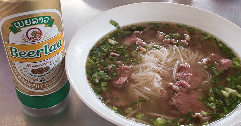 Laos beer and noodles