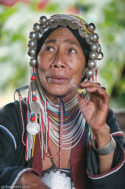 Akha woman at Ho Kyein Htet Akha village south of Kengtung, Shan State, Myanmar