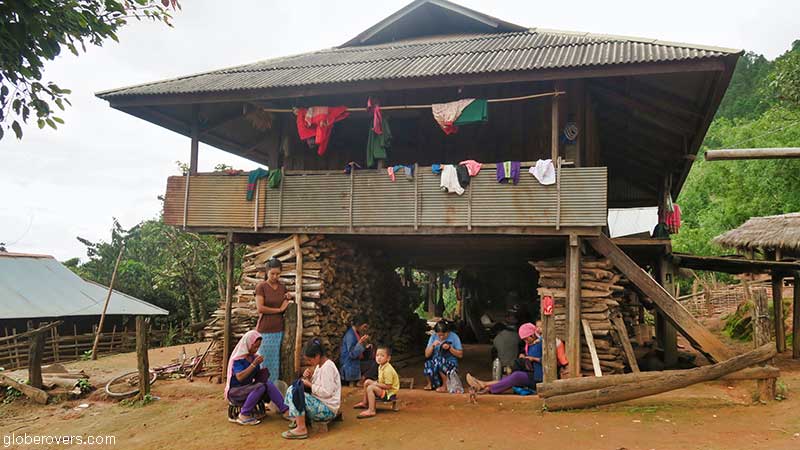Typical Akha house, Ho Kyein Htet Akha village south of Kengtung, Shan State
