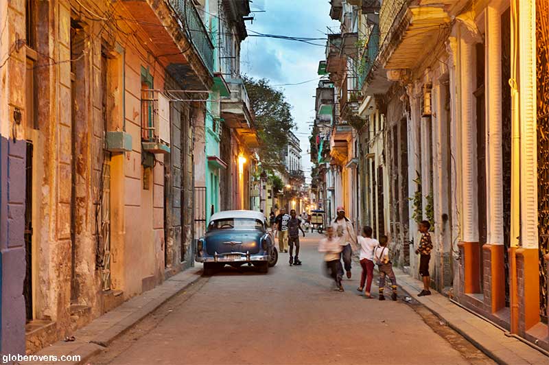 Streets of Buildings of Old Havana (La Habana Vieja), Cuba