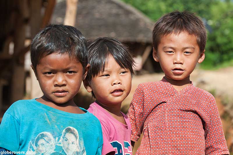 Boys, Wanmy village of the Wa Ann Tribe, east of Kengtung, Shan State, Myanmar