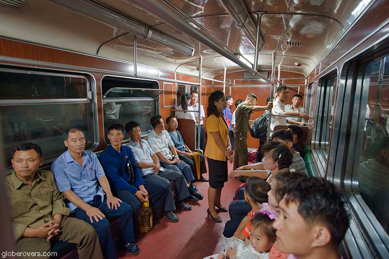 Riding the metro, Pyongyang, North Korea, DPRK