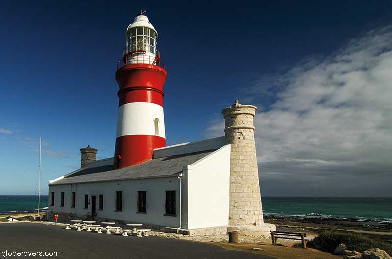 Lioghthouse at Cape Agulhas, Africa's Southernmost Point where the Atlantic and Indian Oceans meet