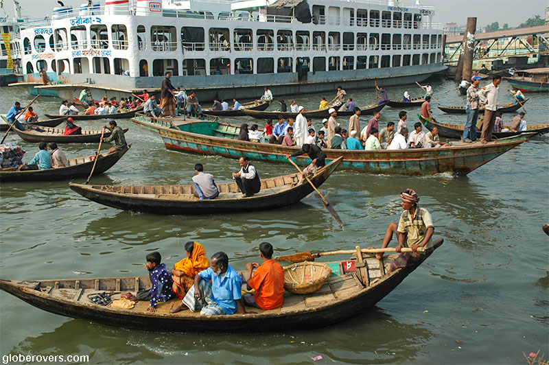 Boats on the Buriganga River, Dhaka, Bangladesh