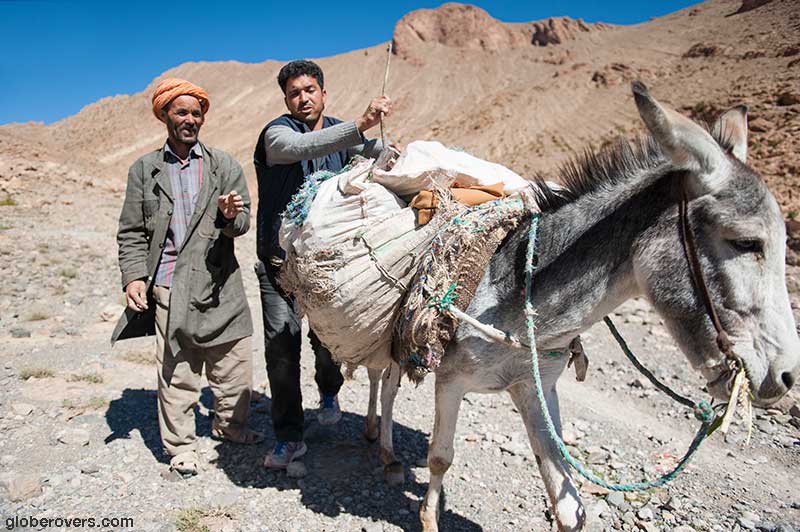 Donkey, hiking to the salt mines north of Tamtetoucht, Morocco