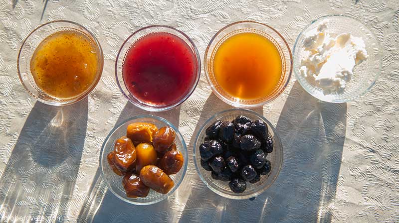 Olives and jams at Auberge Amazigh, Tamtetoucht, Morocco