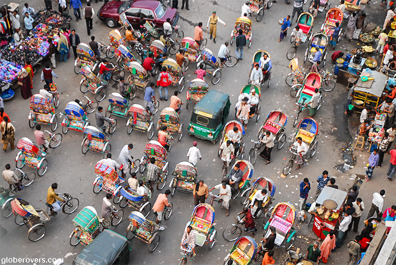 Rickshaws on the streets of Dhaka, Bangladesh