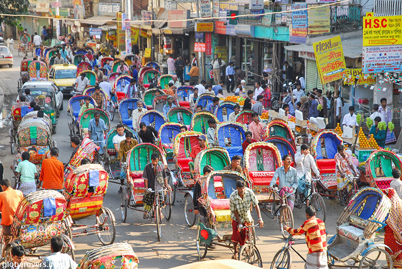 Rickshaws on the streets of Dhaka, Bangladesh