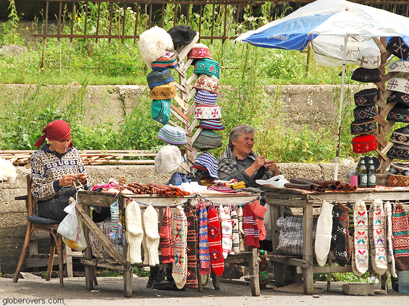 Shop for home made clothes along the Military Highway, Georgia