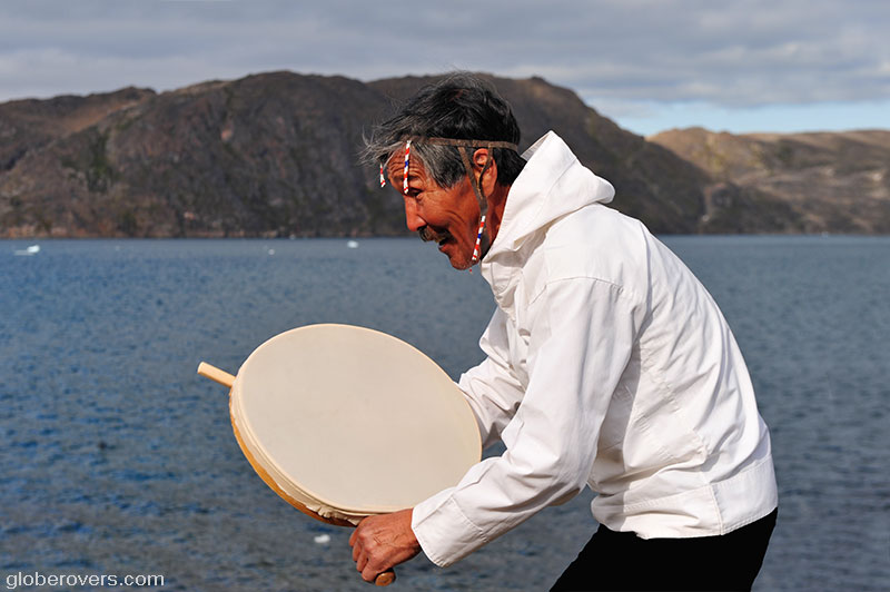 Dancing inuit man, Kulusuk, Greenland