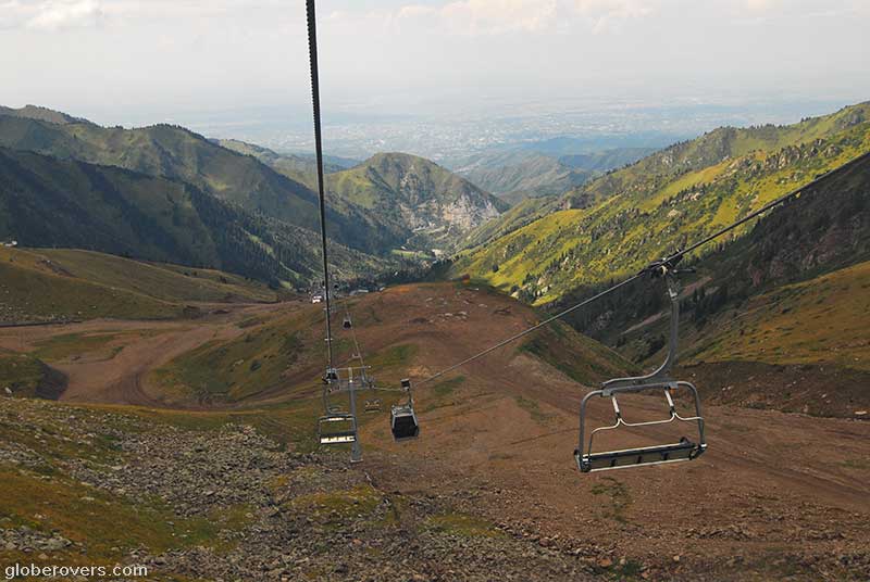 Shymbulak Ski Resort area in upper part of Medeu Valley in the Zaiilisky Alatau mountain range outside Almaty, Kazakhstan