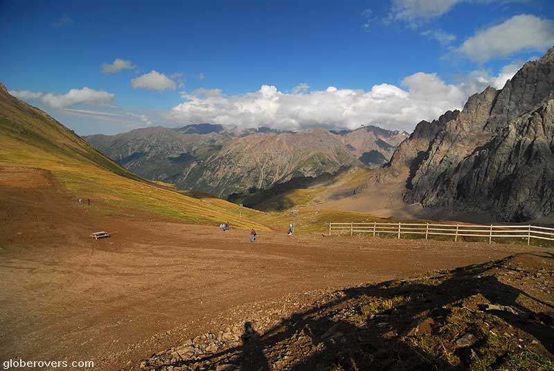 Shymbulak Ski Resort area in upper part of Medeu Valley in the Zaiilisky Alatau mountain range outside Almaty