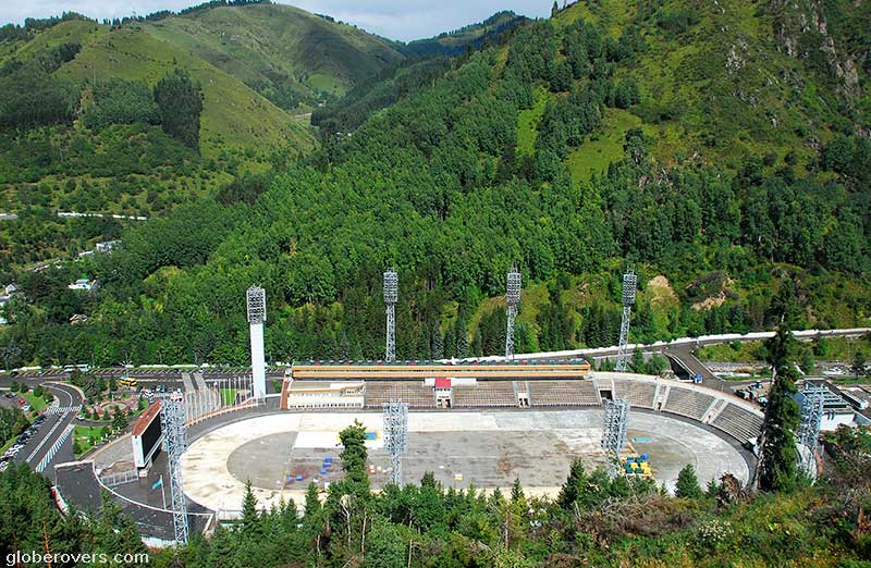 Skating Rink near Medeu (Medeo) Mudflow Control Dam outside Almaty, Kazakhstan