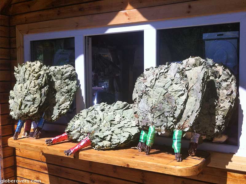 Vyeniki (bunches of birch and oak leaves fashioned into flat discs with branches for handles), Almaty, Kazakhstan