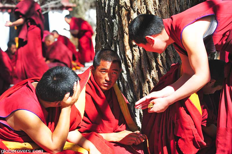 Debating monks at Sera Monastery, Lhasa, Tibet